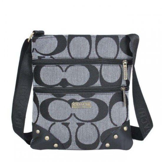 Coach Stud In Signature Small Grey Crossbody Bags DPZ Coach Stud In Signature Small Grey Crossbody Bags DPZ